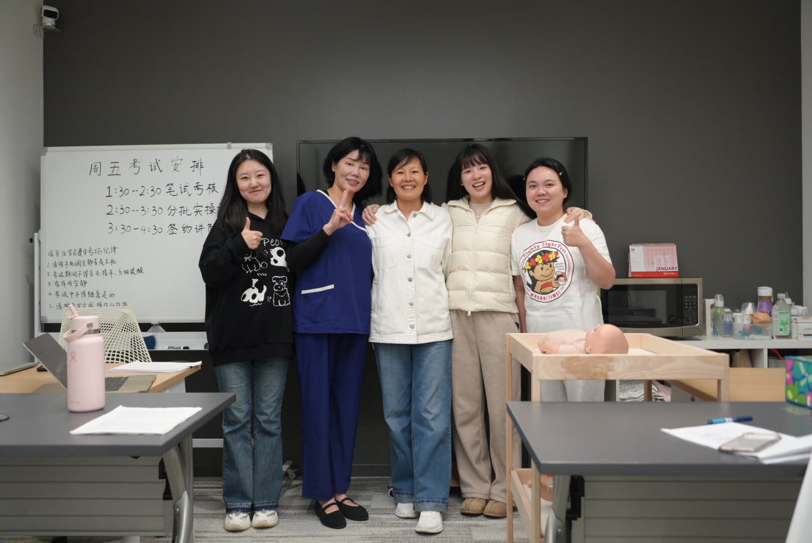 Doula trainees on certification exam day